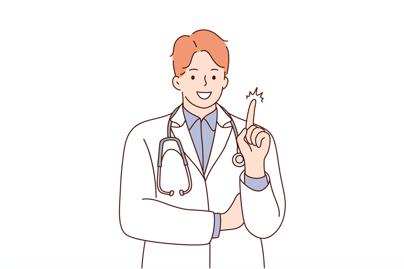 TELPHINEのキャンペーンを解説している男性医師のイラスト